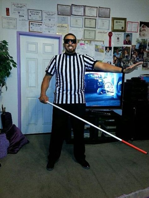 My brother's blind ref costume Umpire Costume, Ref Costume, Coolest Costumes, Cool Costumes, Blinds, Vacuum Cleaner, Home Appliances