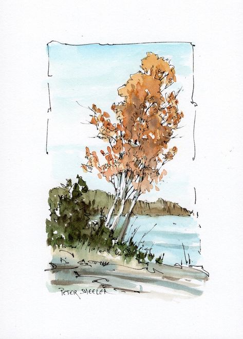 Peter Sheeler, Watercolor Art Landscape, Watercolor Video, Watercolor Pictures, Diy Watercolor Painting, Watercolour Inspiration, Fall Watercolor, Watercolor Sketchbook, Watercolor Painting Techniques