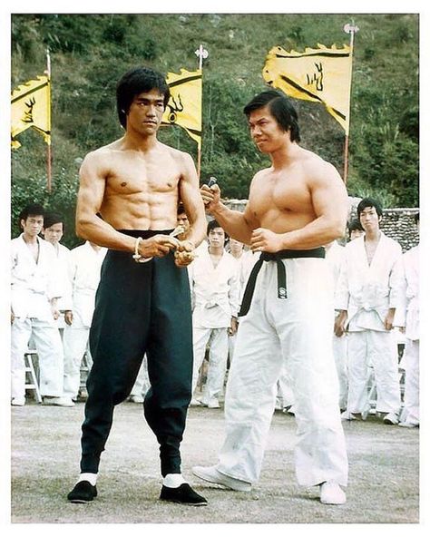 Bruce Lee and Bolo Yeung Enter The Dragon 1973 Bolo Yeung, Merle Oberon, Bruce Lee Martial Arts, Martial Arts Instructor, Kung Fu Movies, Bruce Lee Photos, Jeet Kune Do, Green Hornet, Ip Man