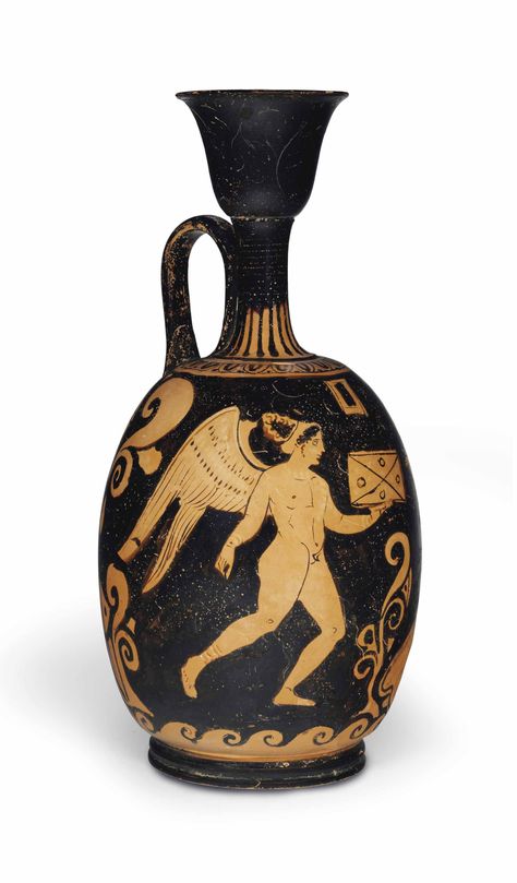 AN APULIAN RED-FIGURED SQUAT LEKYTHOS  ATTRIBUTED TO THE WATERSPOUT GROUP, CIRCA 340-320 B.C. Ancient Greek Pottery, Art Assignments, Ancient Greek Art, Greek Pottery, Greek Vases, Ancient Pottery, Greek Mythology Art, Mythology Art, Ceramics Pottery Art