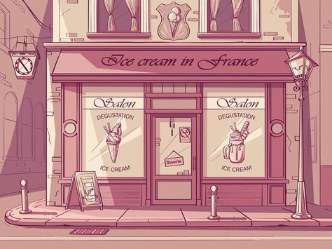 Vector background ice cream shop. image ... | Premium Vector #Freepik #vector #food #road #shop #cafe Ice Cream Shop Background, Background Ice Cream, Shop Image, Pink Cafe, Shop Background, Ice Cream Shop, Frozen Yogurt, Vector Background, Premium Vector