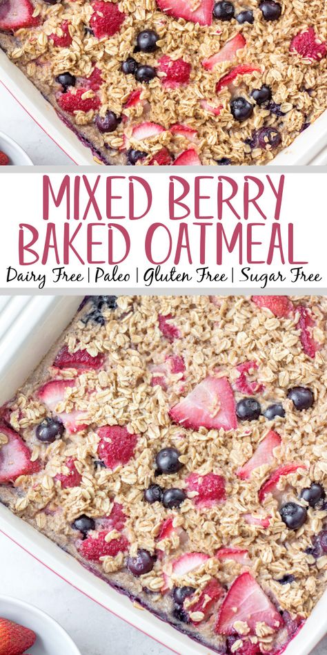 Rolled Oats Breakfast, Overnight Baked Oatmeal, Berry Oatmeal Bake, Baked Oatmeal Recipes Breakfast, Berry Baked Oatmeal, Baked Oatmeal Recipes Healthy, Rolled Oats Recipe, Healthy Baked Oatmeal, Sugar Free Oatmeal