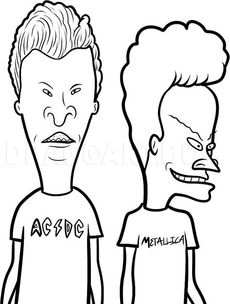 How To Draw Beavis And Butt-head, Beavis And Butt-head, Step by Step, Drawing Guide, by Dawn - DragoArt How To Draw Beavis And Butthead, Beavis And Butthead Drawing, Beavis And Butthead Tattoo, Beavis Y Butthead, Doodle Kids, Easy Sketches, Beavis And Butthead, Kitty Coloring, Cartoon Sketches