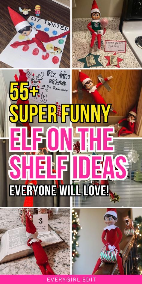 Mean Elf On The Shelf Ideas Funny, Couples Elf On The Shelf Ideas, Elf Ideas For Adults Hilarious, Elf On The Shelf Riding Reindeer, Tick Tack Toe Elf On The Shelf, Elf Silly Ideas, Funny Elf On The Shelf With Two Elves, Elf On The Shelf Visiting Santa, Elf On The Shelf Rivalry Ideas