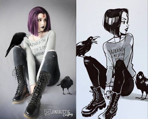 Raven Teen Titans Cosplay, Ciri Cosplay, Cosplay Hinata, Teen Titans Cosplay, Raven Cosplay, Teen Titan, Raven Teen Titans, Japon Illustration, Beast Boy