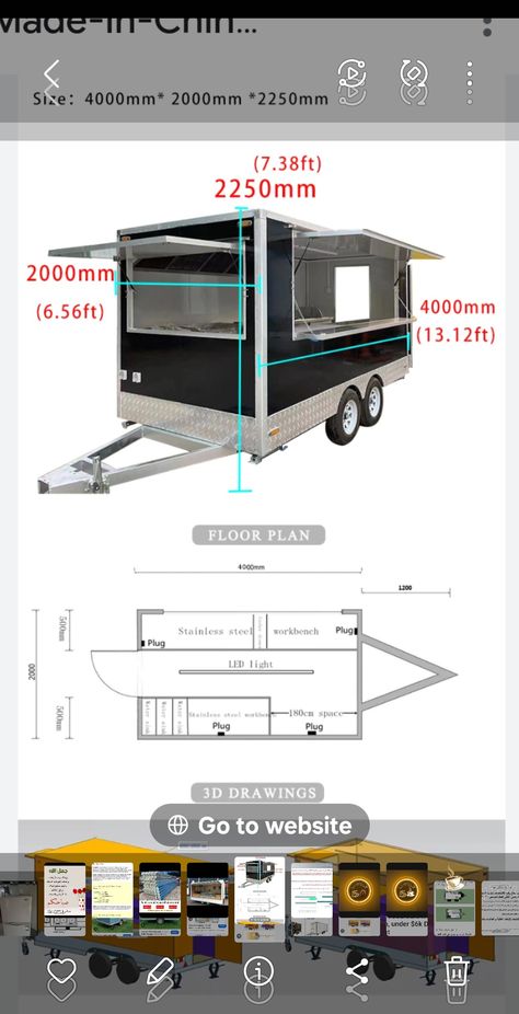 Food Trailer Ideas Design, Food Stall Design, Restaurant Kitchen Design, Pizza Food Truck, Trailer Tent, Container Truck, Outdoor Restaurant Design, Food Cart Design, Trailer Plans