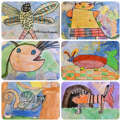 Imaginary Animals, Real Animals, 2nd Grade Art, Art Camp, Cool Robots, Plastic Lids, Animal Crackers, Learning Ideas, Found Objects