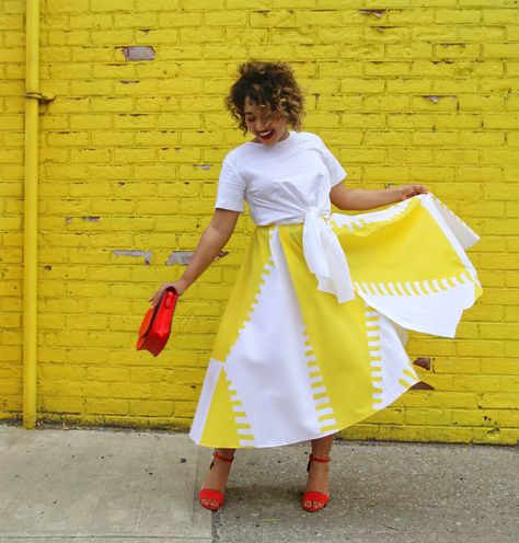 Yellow Cardigan Outfits, Colorful Outfit Ideas, Color Me Courtney, Bold Outfits, Colorful Outfit, Walking On Sunshine, Maxi Skirt Outfits, Yellow Cardigan, One Two Three