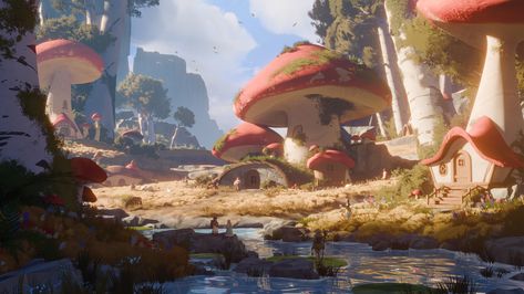 Mushroom Village, Portfolio Ideas, Cityscape Art, Environmental Design, Art And Architecture, Of Course, Cityscape, Concept Art, Stuffed Mushrooms