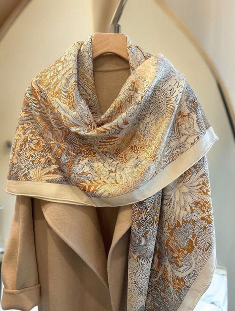 🌟 Elevate Your Everyday Elegance with Our  Silk and Wool Scarf 🌟 Indulge in the epitome of luxury and versatility with our exquisite  Silk and Wool Scarf. Crafted to perfection, this multifunctional accessory is more than just a scarf - it's a statement of timeless sophistication and female elegance. 🌸 Perfect for casual occasions autumn and winter, whether it's a leisurely stroll through the autumn leaves, a springtime picnic in the park,  this silk and wool scarf adds a touch of refinement Scarf Women Winter, Scarf Outfit, Luxury Scarves, Stole Scarf, Square Silk Scarf, Large Scarf, Hair Wraps, Silk Shawl, Wool Shawl