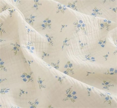 "Cotton floral printed fabric by the yard Listing is for ONE YARD. ( Additional quantities are available.) Width approx: 59\" (150 cm) Sample: Unavailable Use for dress making, girl dresses, mantilla, bridesmaid dresses, table runner, party dress, curtains, wedding gown, home decor and other projects you could imagine.  Wholesale acceptable! MORE FABRICS https://www.etsy.com/shop/lacelindsay?section_id=14156869 Feel free to contact me with any questions. To view all our items please click here: Light Floral Fabric, Dainty Floral Fabric, Cute Fabrics, Coquette Fabric, Ostomy Fashion, Blue Flower Fabric, Cottagecore Fabric, Puff Blanket, Dress Curtains