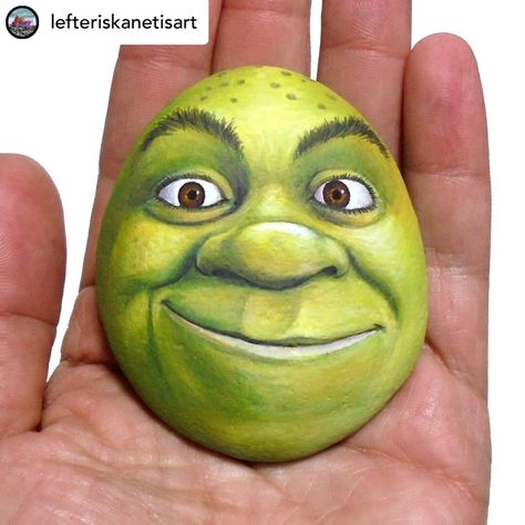 Bowers Rocks on Instagram: “A fantastic Shrek rock to share by artist @lefteriskanetisart. Love this rock so much! So good! #shrek #shrekpaintedrock #shrekart…” Nature Paintings Acrylic, Garden Rock Art, Doodle Art Flowers, Diy Rock Art, Painted Rock Animals, Modernist Architecture, Stone Art Painting, Painted Rocks Kids, Painted Rocks Craft