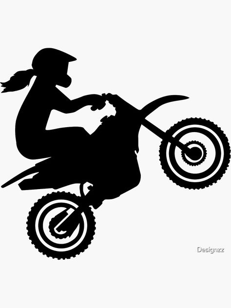 "Motocross girl woman" Sticker by Designzz | Redbubble Motocross Tattoo, Female Racers, Dirt Bike Party, Bike Party, Motocross Girls, Motocross Shirts, Bubble Drawing, Wood Burning Stencils, Scratchboard Art