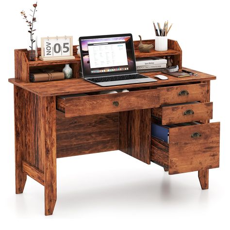 PRICES MAY VARY. Sturdy and durable structure: This Home Office Computer Desk constructed by high quality thick MDF board, which ensure stability construction and beautiful appearance. Wood frame vintage style: This Wood Frame Vintage Style Student Table finished in stylish Wood Grain Espresso Melamine that matches a variety of interiors.Enjoy your writing with this practical and elegant desk. Spacious desktop: roduct Dimensions:22"D x 48"W x 36.5"H. This Computer Desk large durable and skin-fri Desk With Hutch Antique, Vintage Desks For Sale, Desk From End Tables, Alex Drawer Wooden Desk, Antique Writing Desk Setup, Large Antique Wooden Desk, Antique Desk With Plants, Writing Desk With Typewriter, Mahogany Computer Desk