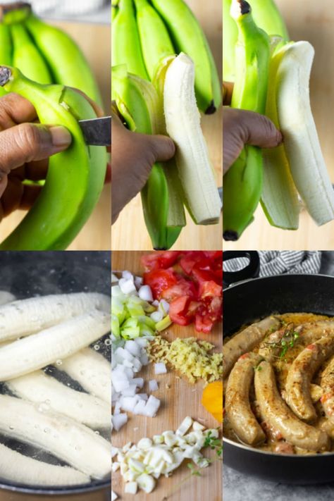 Green Banana Run Down - Healthier Steps Green Plantain Recipes, Jamaican Sweet Potato Pudding, Cooking With Coconut Milk, Jamaica Food, Steamed Cabbage, Plantain Recipes, Trini Food, Jamaican Cuisine, Jamaican Dishes