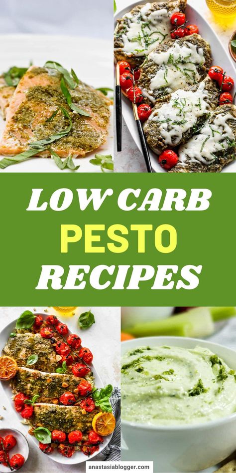 A jar of pesto is a refreshing summer delicacy. It's one of the simplest sauces to make at home. Here are 15 low-carb pesto recipes that are not only pasta meals! #pestorecipes #healthyrecipes #summerrecipes Recipes Using Pesto Healthy, Keto Pesto Recipes, Low Carb Pesto, Pesto Recipes Dinner Low Carb, Pesto Recipes Dinner Healthy, Healthy Pesto Recipe, Basil Pesto Recipe Meals, Low Carb Pesto Recipe, Low Carb Pesto Meals