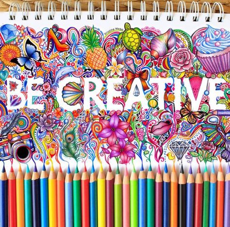 Doodle color pencil drawing "be creative" by kristina webb Kristina Webb Drawings, Kristina Webb Art, Kristina Webb, Creative Drawings, Arte Sketchbook, Creative Artwork, Color Pencil Art, Color Pencil Drawing, Creative Drawing