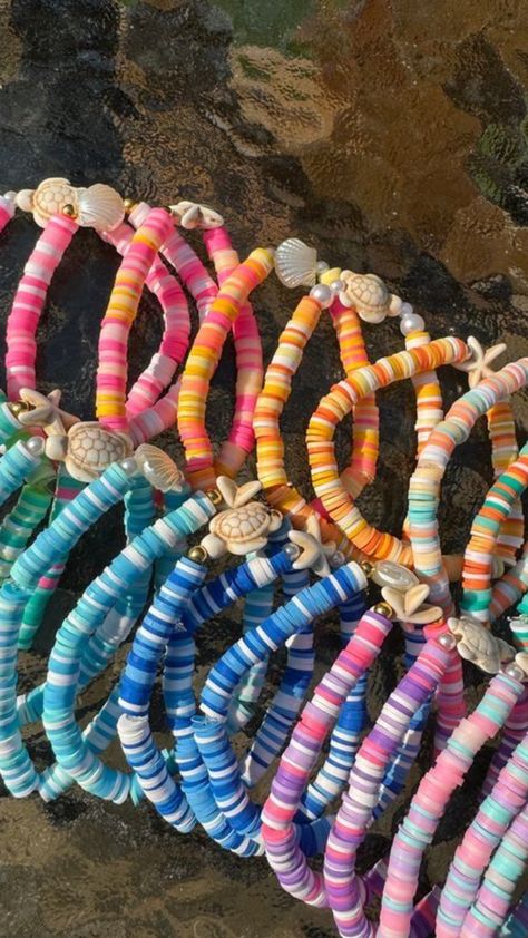 Clay Bead Bracelet Set, Bracelets Beach, Make Clay Beads, Clay Bead Bracelets, Bracelets Trendy, Preppy Bracelets, Art Bracelet, Bracelets Etsy, Crystal Bead Jewelry