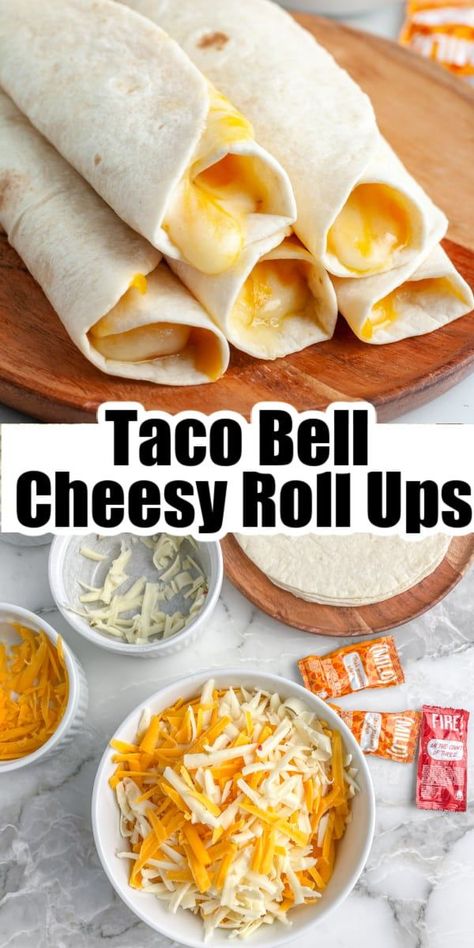 Cheesy Roll Ups, Tortilla Rollups, Cheesy Rolls, Copycat Taco Bell, Taco Bell Recipes, Tacos And Burritos, Copykat Recipes, Copycat Restaurant Recipes, Amazing Appetizers