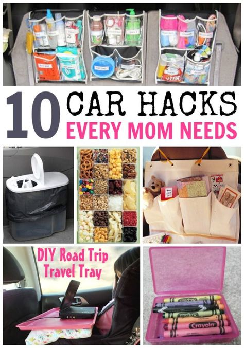 10 CAR HACKS! Brilliant organizing ideas, fun snack ideas, kid-friendly ideas and more. Great for long trip and short drives alike. Travel Tray, Road Trip Travel, Mom Needs, Diy Bebe, Good Year, Baby Tips, Car Hacks, Road Trip Hacks, Mom Hacks