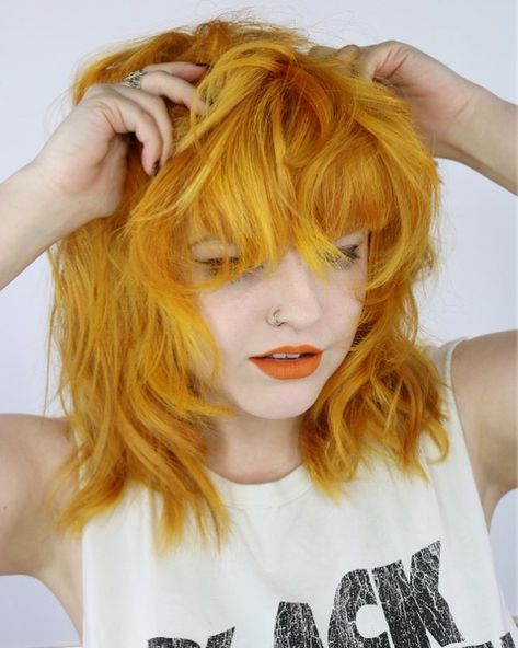 Marigold Hair, Yellow Hair Color Ideas, Dramatic Hair Colors, Blonde Hair With Roots, Yellow Hair Color, Burnt Yellow, Hair Artist, Yellow Hair, Dye My Hair