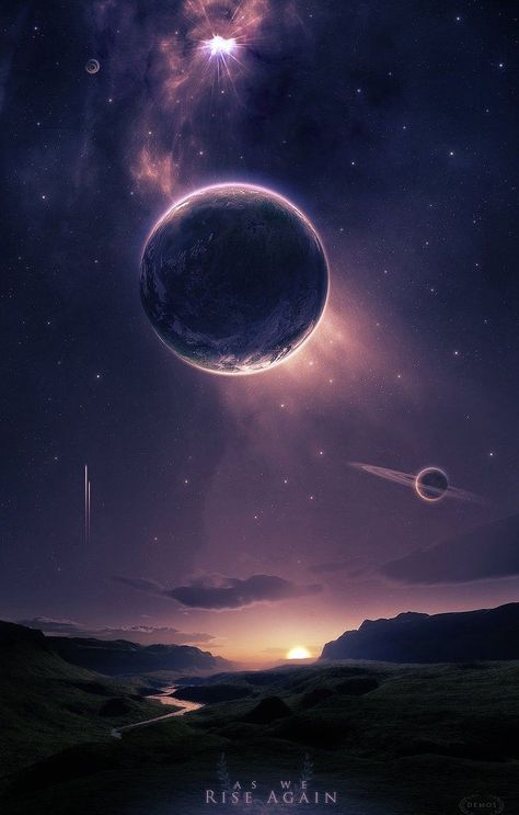 Best (200+) Wallpapers For Android and iOS Art Galaxie, Planets In The Sky, Art Spatial, Wallpaper Sky, Iphone Wallpaper Sky, Galaxy Art, Wallpapers Iphone, Arte Fantasy, 판타지 아트