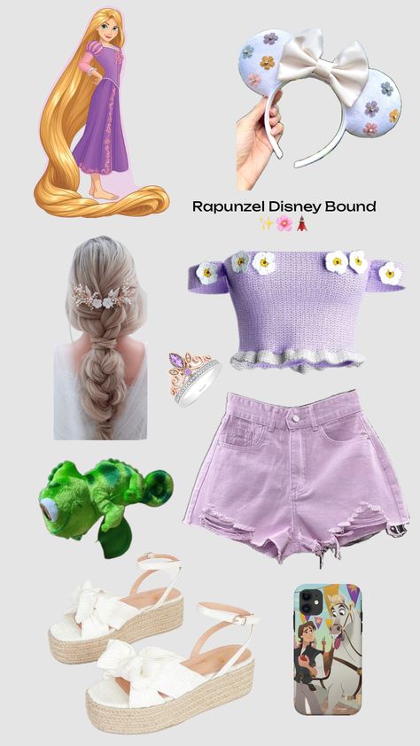 Rapunzel Disney Outfit ✨🌸🗼 Disney Bonding, Bounding Disney, Disney Princess Doll Collection, Rapunzel Outfit, Tangled Theme, Disney Princess Doll, Disney Bound Outfits Casual, Rapunzel Disney, Disney Fits