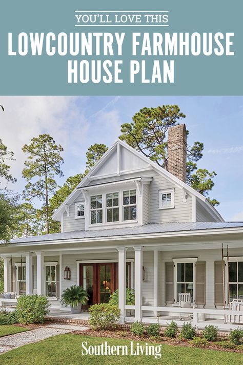 Low Country Farmhouse, Southern Cottage House Plans, Lowcountry Farmhouse, Low Country House Plans, Low Country House, Country Cottage House Plans, Southern Living House, Southern Farmhouse, Southern Cottage