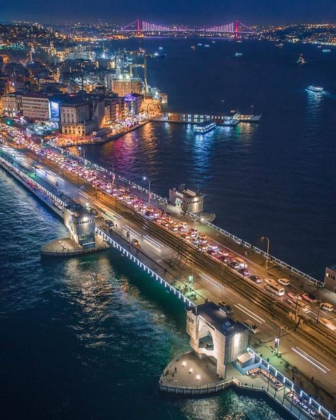 Istanbul Night, Galata Bridge, Istanbul Turkey Photography, Drone Flying, Turkey Tour, Pakistan Travel, Hagia Sophia, City Landscape, Sydney Harbour Bridge