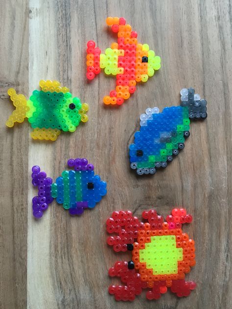 Fish, fisk, Hama, perler, beads Perler Fish Pattern, Jelly Fish Perler Beads, Fish Hama Beads, Fish Perler Bead Patterns, Fish Perler Beads, Perler Bead Fish, Melty Bead Patterns, Easy Perler Beads Ideas, Fish Beads