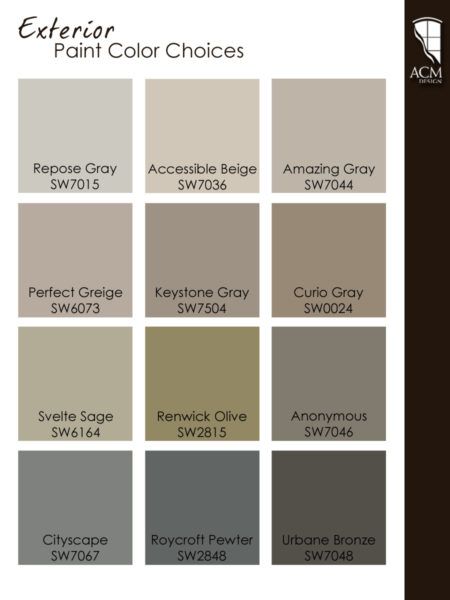 Exterior Paint Color ideas for Sherwin Williams line of paints. Neutral and timeless.  Check out ACM Design architects and interior designers for more.  www.acmdesignarchitects.com Exterior Paint Sherwin Williams, Exterior Design Backyard, Exterior Paint Color Combinations, French Country Exterior, Paint Color Combinations, Paint House, Exterior Color Palette, Questions To Answer, Paint Color Ideas