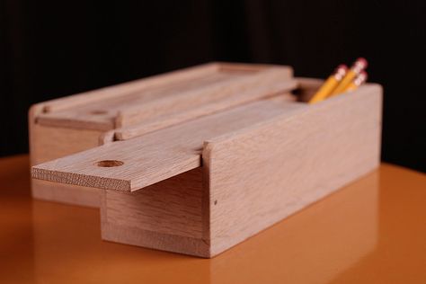 Made by Ed & G | Flickr - Photo Sharing! Wooden Pencil Box, Wooden Bathroom Cabinets, Wood Pendant Lamps, Wooden Things, Pencil Holders, Carpentry Projects, Shop Class, Wooden Pencil, Pencil Box