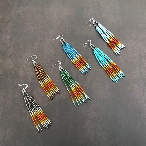 Excited to share this item from my #etsy shop: Seed Bead Dangle Earrings | Southwestern Style Earrings | Colourful Earrings | Tassel Earrings Champagne Necklace, Colourful Earrings, Bead Dangle Earrings, Bead Work Jewelry, Colorful Earrings, Beaded Dangle Earrings, Southwestern Style, Seed Bead Earrings, Seed Bead Jewelry