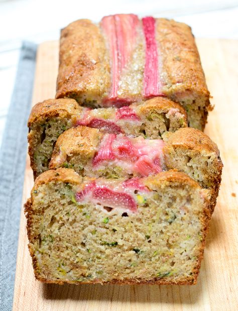 Easy Rhubarb Zucchini Bread | The Every Kitchen Rhubarb Zucchini Bread, Pumpkin Bread Starbucks Copycat, Recipe For Zucchini, Rhubarb Bread, Chocolate Loaf Cake, Bread Easy, Rhubarb Recipes, Zucchini Bread, Sweet Tarts