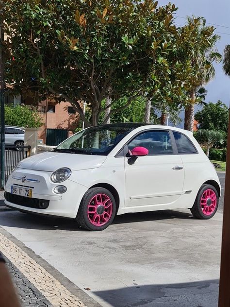 Cute Fiat 500, Pink Fiat 500, Fiat 500 Aesthetic, Fiat 500 Pink, Pink Fiat, Fiat 500 White, Fiat 500 Interior, 500 Fiat, Fiat 500 Car