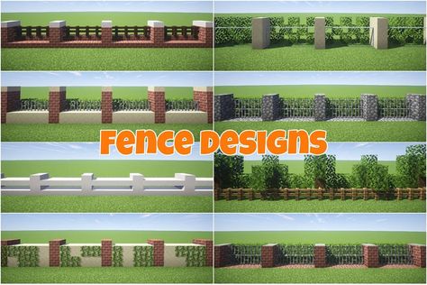 Minecraft Recipes, Minecraft Interior Ideas, Minecraft Fountain, Villa Minecraft, Minecraft Wall, Fence Designs, Minecraft House Plans, Minecraft Farm, Minecraft Cottage