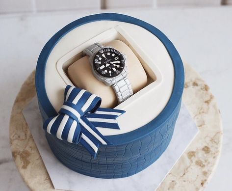 Watch Cake, Cake For Men, Button Cake, Cake Celebration, Gift Box Cakes, Customized Cake, Watch Gift Box, Berry Cake, Birthday Cakes For Men