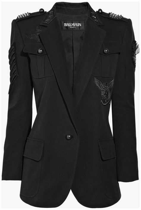 Balmain Women, Military Blazer, Nyc Fashion, Military Inspired, Dark Fashion, Women Clothes, Black Blazer, Mode Inspiration, Military Fashion