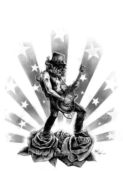 Slash tattoo idea Slash Tattoo, Slash Tattoo Design, Slash Tattoo Ideas, Slash Artwork, Slash Drawing, Slash Black And White Photos, Joker Character, Black White Tattoos, Slash Playing Guitar 80s