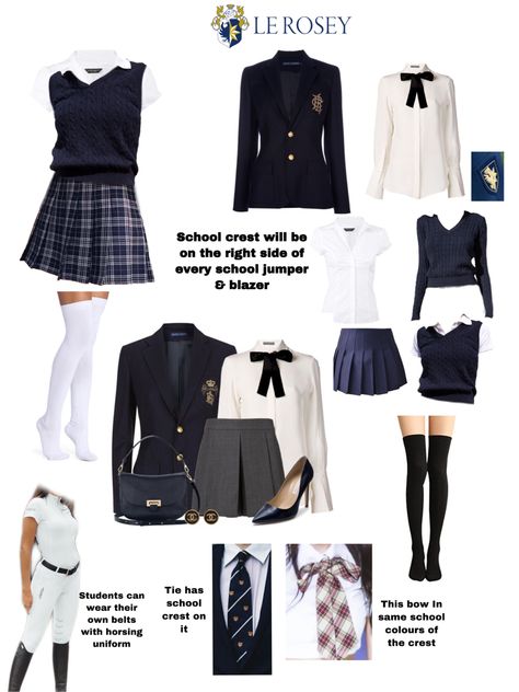 Mix And Match School Uniforms, Girls Boarding School Uniform, Old Money Boarding School Aesthetic, Cute Uniform Aesthetic, Brooklyn Visions Academy Uniform, Boarding School Uniforms Aesthetic, Blue Uniform Aesthetic, Private School Outfit Ideas, School Outfit Ideas Uniform