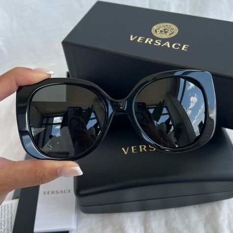 Brand New With Case And Box Authentic Versace Sunglasses Black Frame Vintage Chanel Handbags, Versace Accessories, Versace Sunglasses, Accessories Brand, White Halter Maxi Dress, Rectangle Sunglasses, Halter Maxi Dresses, Gold Sunglasses, Unisex Sunglasses