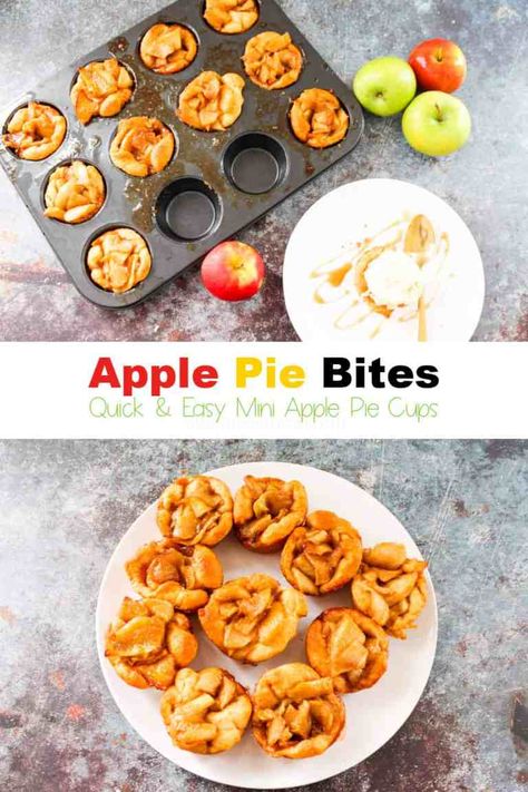 Mini Apple Pie Crescent Rolls, Crescent Roll Mini Apple Pies, Crescent Roll Cups, Quick Apple Pie, Crescent Cups, Apple Pie Crescents, Apple Pie Cups, Apple Cup, Apple Pie Bites