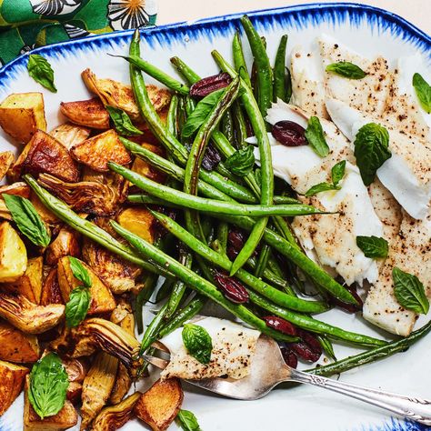 Our 43 Best Christmas Dinner Main Dish Recipes | Epicurious Best Halibut Recipes, Oven Dinners, Artichoke Heart Recipes, Roasted Artichokes, Epicurious Recipes, Best Fish Recipes, Potatoes Roasted, Halibut Recipes, Roasted Artichoke