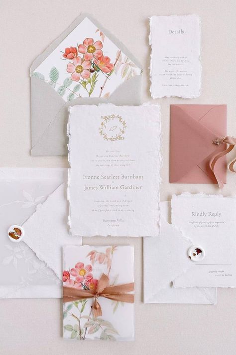 A true handmade beauty. ✨ This soft-hued suite dreamt up by @plumecalligraphy is exquisitely charming. We can’t stop staring! 💕 #stylemepretty #invitationsuite #weddinginvitations #weddinginvites #springweddinginvitations Invitation Handmade, Wedding Invitation Styles, Wreath Wedding Invitations, Paper Invitation, Wedding Invitations Romantic, Handmade Wedding Invitations, Wreath Wedding, Handmade Beauty Products, Wedding Stationary