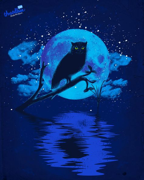 Mystic Owl by ~dandingeroz on deviantART,dan elijah g. fajardo Blue Owl Wallpaper, Owl Wallpaper Iphone, Blue Moon Tattoo, Beautiful Paintings Of Nature, Owl Moon, Owl Artwork, Owl Wallpaper, Blue Owl, Owls Drawing