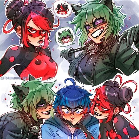 Ladybug And Cat Noir Chibi, Lukadrinette Fanart, Mlb Ship Fanart, Mlb Chat Noir Fanart, Miraculous Lady Noir Fanart, Ladychat Fanart, Miraculous Oc Ideas, Catnoir X Ladybug Fanart, Meraculis Ladybug Oc