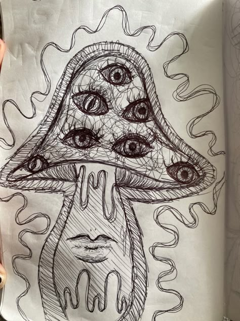 drawing ideas || eye || mushroom || melting Eye Mushroom Drawing, Melting Mushroom Drawing, Mashrom Drawing Ideas, Scary Mushroom Drawing, Mushroom With Eyes Drawing, Mushroom Eye Drawing, Drawing Ideas Mushrooms, Sketchbook Mushroom, Scary Mushroom