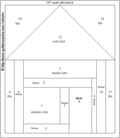 Fpp House Pattern, Paper Pieced House Blocks Free Pattern, Paper Foundation Piecing Free Pattern, House Quilt Block Pattern Free, House Quilt Blocks, Quilt Paper Piecing, House Quilt Block, Paper Piecing Tutorial, House Quilt Patterns