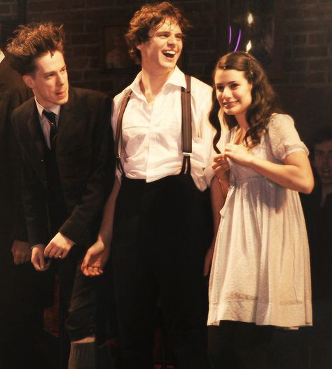 Spring Awakening-- Moritz, Melchior and Wendla John Gallagher Jr, Jonathan Groff, Spring Awakening, Lea Michele, Wall