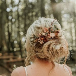 Rustic Wedding Bridal Hair Vine With Flower Veil Autumn Wedding Cottagecore Hairstyle Vintage Wedding Bridal Hair Flower Veil Magaela Bride - Etsy Australia Wedding Cottagecore, Wedding Flower Hair Pieces, Flower Hair Pins Wedding, Flower Wedding Hair, Bridesmaid Hair Comb, Floral Wedding Hair, Boho Bridal Hair, Floral Hair Comb, Flower Veil